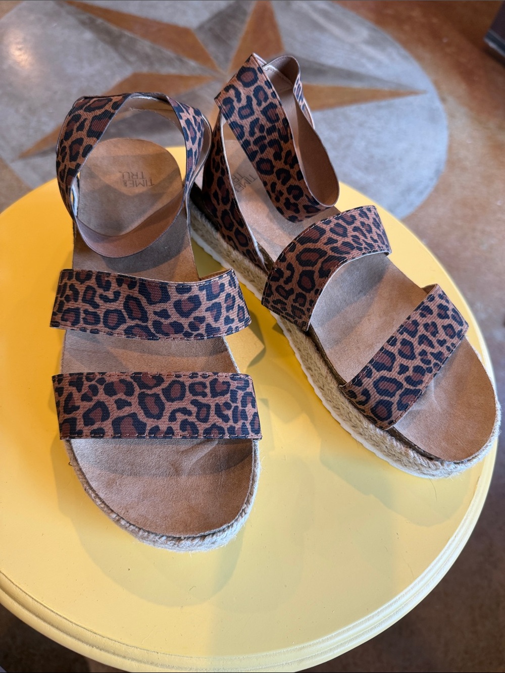 Leopard Print Wedge Sandals - Women's Brown Animal Print